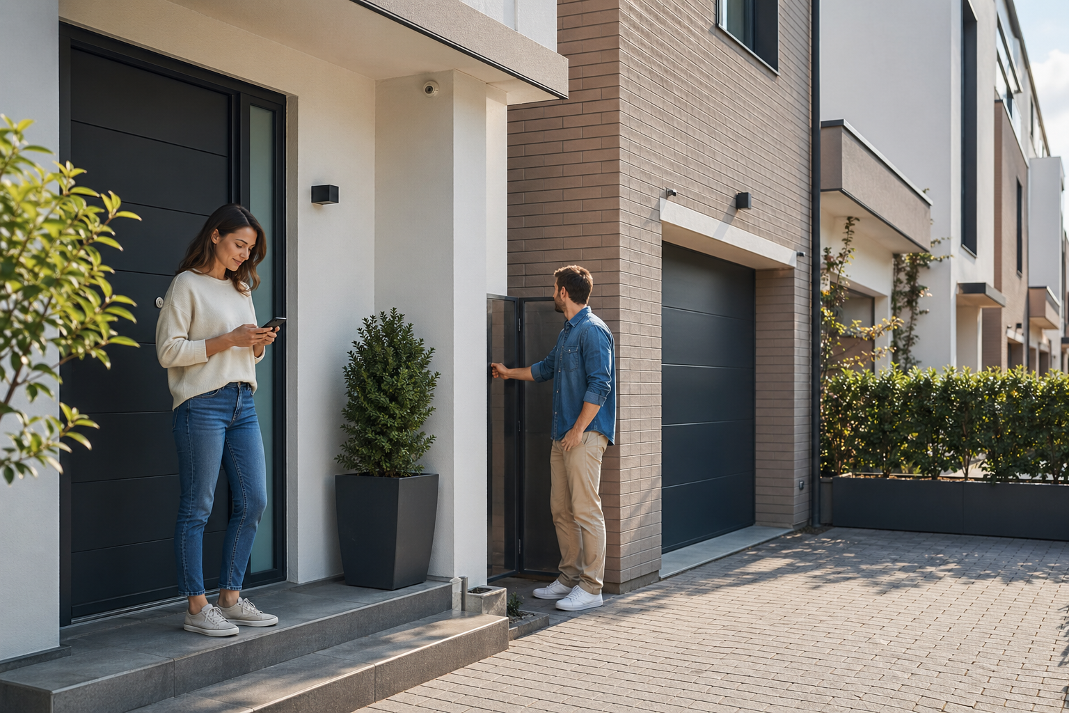 UK townhouse entryway and driveway used to plan smart home security coverage